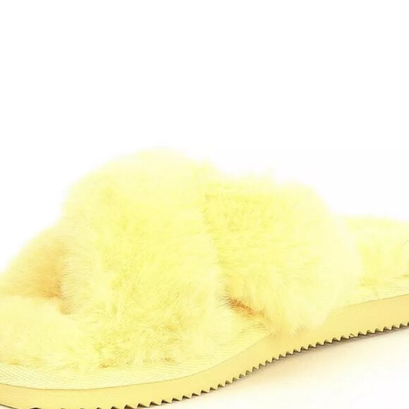 Michael Kors Slippers Faux Fur Buttercup Yellow Women's Size 10 New In Box - Picture 1 of 6